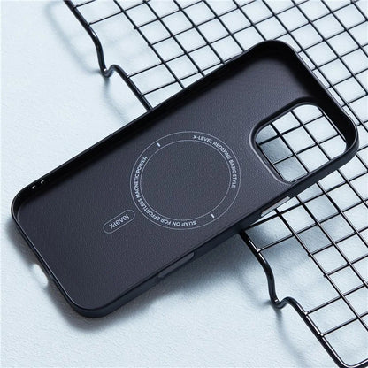 X-LEVEL For iPhone 16 Pro Max Magnetic Case Hard PC Phone Cover Carbon Nano-Fiber Texture
