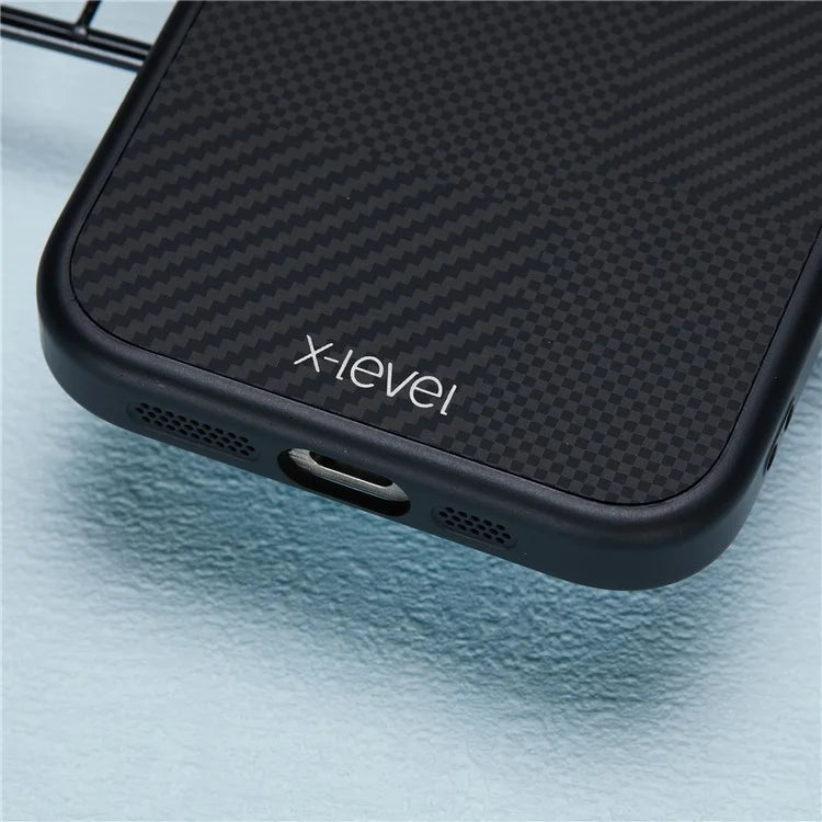 X-LEVEL For iPhone 16 Pro Max Magnetic Case Hard PC Phone Cover Carbon Nano-Fiber Texture
