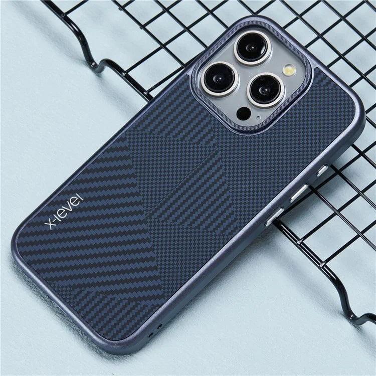 X-LEVEL For iPhone 16 Pro Magnetic Case Rhombus Splicing Texture Hard PC Phone Cover