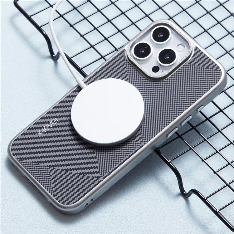 X-LEVEL For iPhone 16 Pro Magnetic Case Rhombus Splicing Texture Hard PC Phone Cover