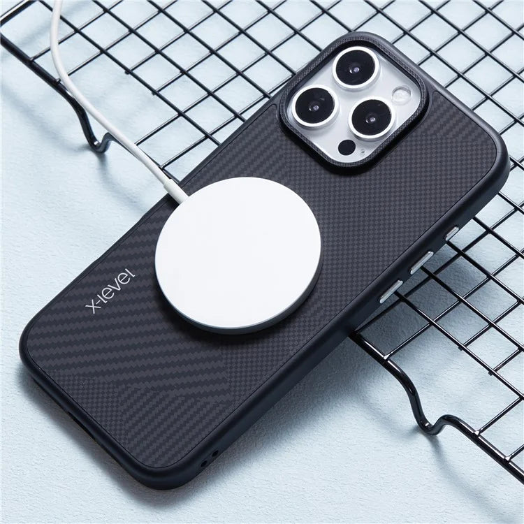 X-LEVEL For iPhone 16 Pro Magnetic Case Rhombus Splicing Texture Hard PC Phone Cover