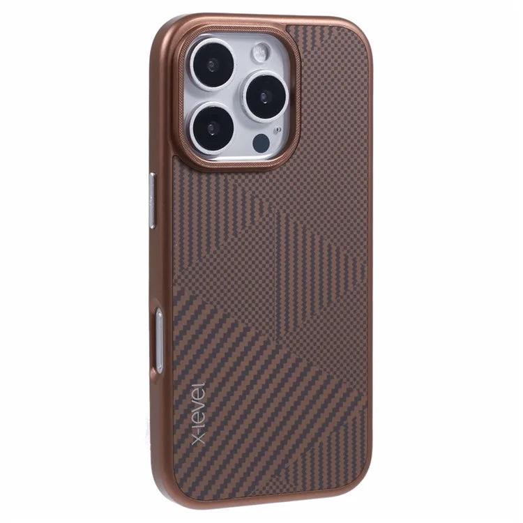 X-LEVEL For iPhone 16 Pro Magnetic Case Rhombus Splicing Texture Hard PC Phone Cover