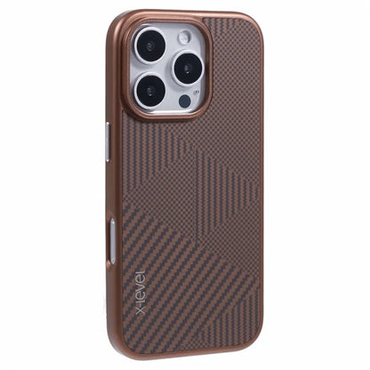 X-LEVEL For iPhone 16 Pro Magnetic Case Rhombus Splicing Texture Hard PC Phone Cover