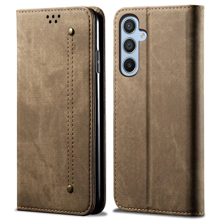 For Samsung Galaxy A16 5G Case Jeans Cloth Texture Anti-Scratch Leather Stand Phone Cover