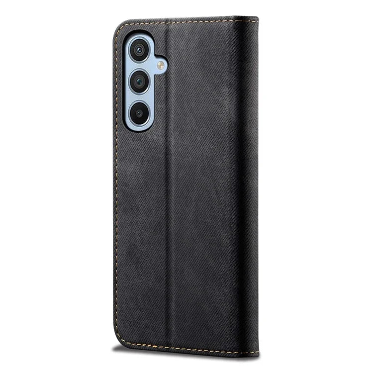 For Samsung Galaxy A16 5G Case Jeans Cloth Texture Anti-Scratch Leather Stand Phone Cover
