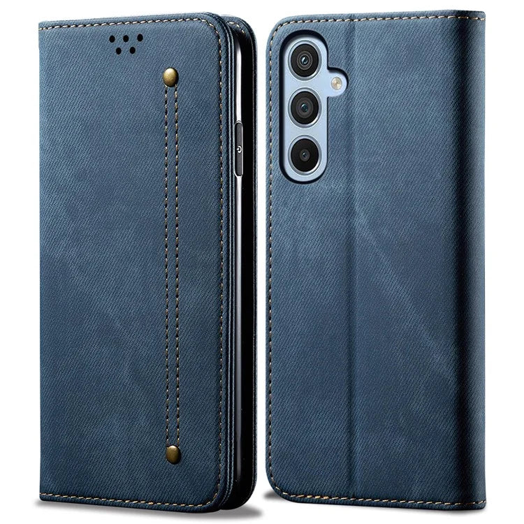 For Samsung Galaxy A16 5G Case Jeans Cloth Texture Anti-Scratch Leather Stand Phone Cover