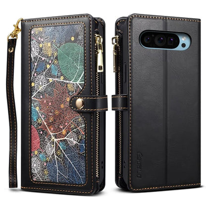 ESEBLE Galaxy Series For Google Pixel 9 / Pixel 9 Pro Case Leather Zipper Phone Cover RFID Blocking
