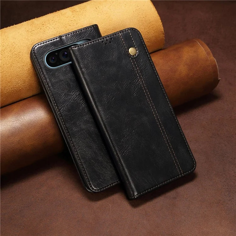 For Google Pixel 9 / Pixel 9 Pro Case Crazy Horse Texture Waxy Leather Wallet Stand Cover