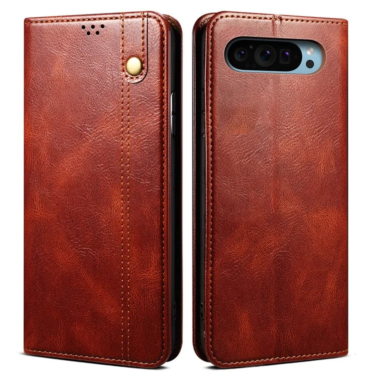 For Google Pixel 9 / Pixel 9 Pro Case Crazy Horse Texture Waxy Leather Wallet Stand Cover