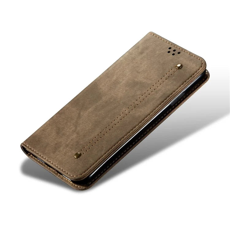 For Samsung Galaxy A06 Case Jeans Cloth Texture Anti-Scratch Leather Stand Phone Cover