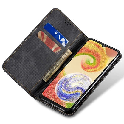 For Samsung Galaxy A06 Case Jeans Cloth Texture Anti-Scratch Leather Stand Phone Cover
