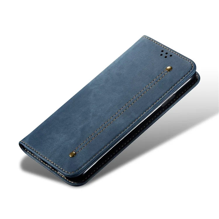 For Samsung Galaxy A06 Case Jeans Cloth Texture Anti-Scratch Leather Stand Phone Cover
