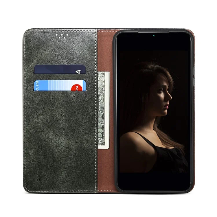 For Samsung Galaxy A06 Case Crazy Horse Texture Waxy Leather Wallet Stand Cover