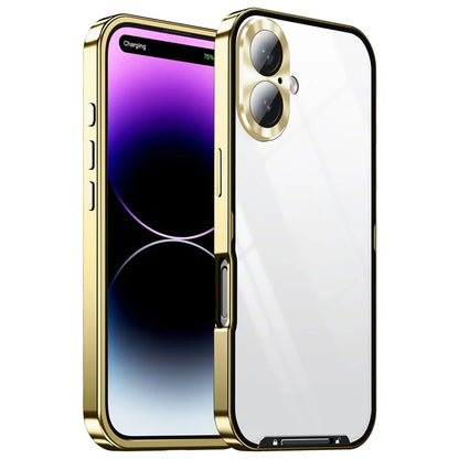 For iPhone 16 Case Aluminium Alloy Frame Matte PC Back Phone Cover with Lens Protector