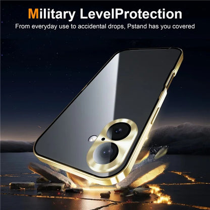 For iPhone 16 Case Aluminium Alloy Frame Matte PC Back Phone Cover with Lens Protector