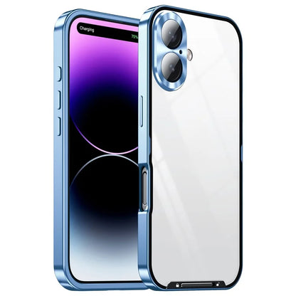 For iPhone 16 Case Aluminium Alloy Frame Matte PC Back Phone Cover with Lens Protector