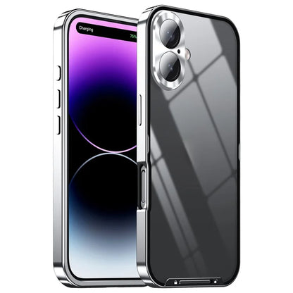 For iPhone 16 Case Aluminium Alloy Frame Matte PC Back Phone Cover with Lens Protector