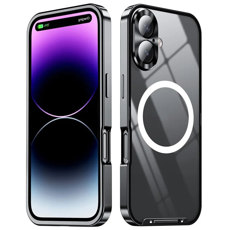 For iPhone 16 Case Compatible with MagSafe Metal Frame Matte Phone Cover