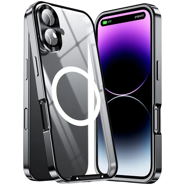For iPhone 16 Case Compatible with MagSafe Metal Frame Matte Phone Cover