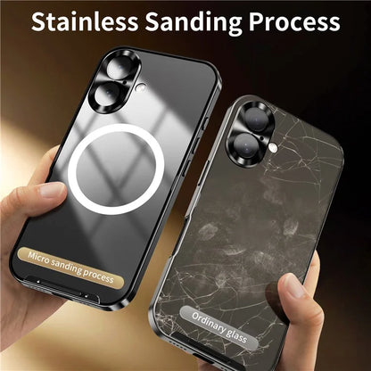 For iPhone 16 Case Compatible with MagSafe Metal Frame Matte Phone Cover