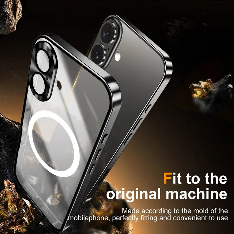 For iPhone 16 Case Compatible with MagSafe Metal Frame Matte Phone Cover