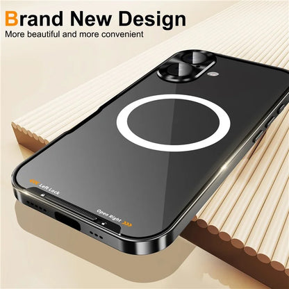 For iPhone 16 Case Compatible with MagSafe Metal Frame Matte Phone Cover
