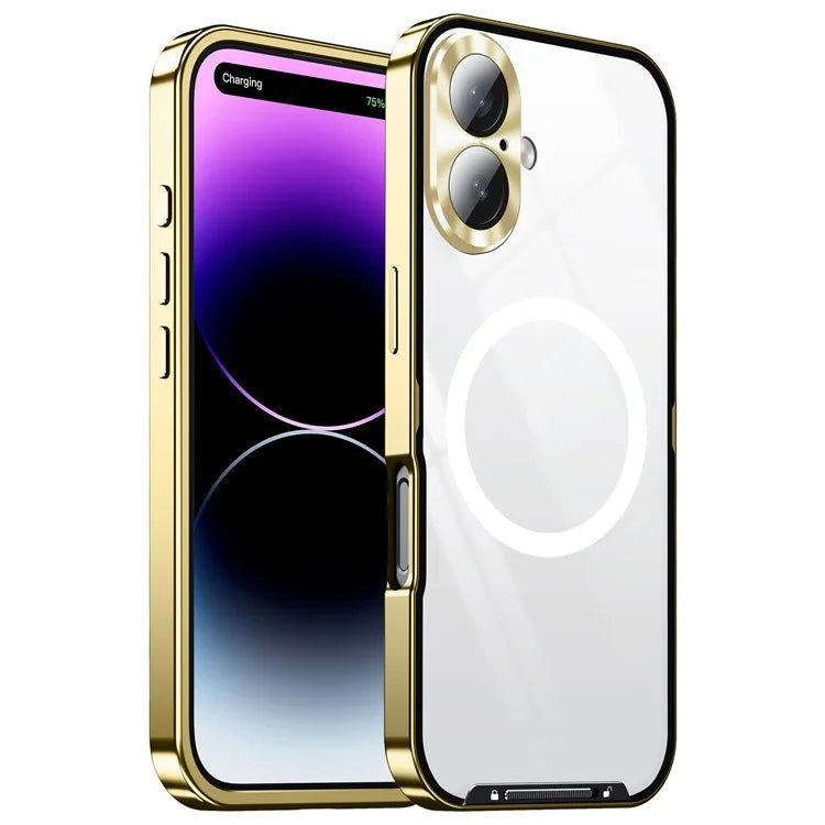 For iPhone 16 Case Compatible with MagSafe Metal Frame Matte Phone Cover