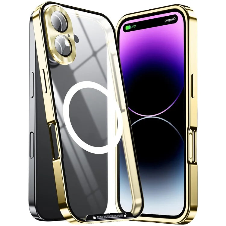 For iPhone 16 Case Compatible with MagSafe Metal Frame Matte Phone Cover