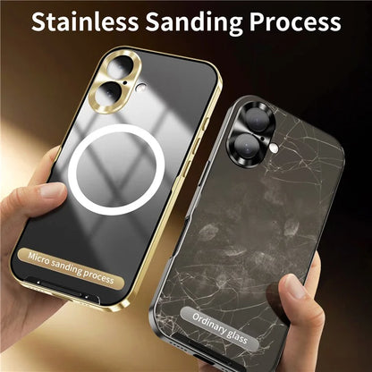 For iPhone 16 Case Compatible with MagSafe Metal Frame Matte Phone Cover