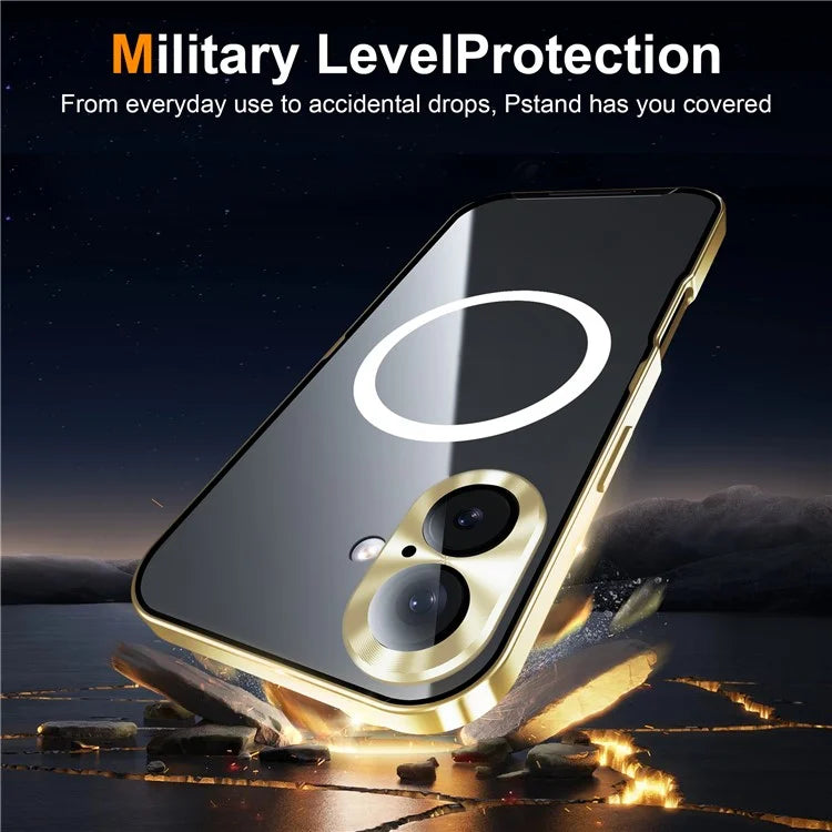 For iPhone 16 Case Compatible with MagSafe Metal Frame Matte Phone Cover