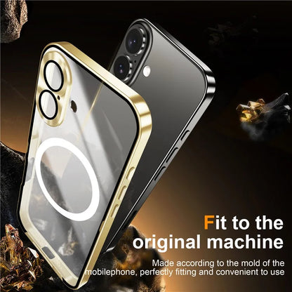 For iPhone 16 Case Compatible with MagSafe Metal Frame Matte Phone Cover