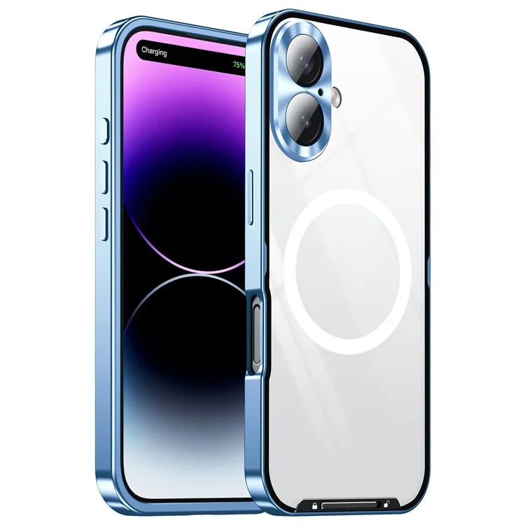 For iPhone 16 Case Compatible with MagSafe Metal Frame Matte Phone Cover