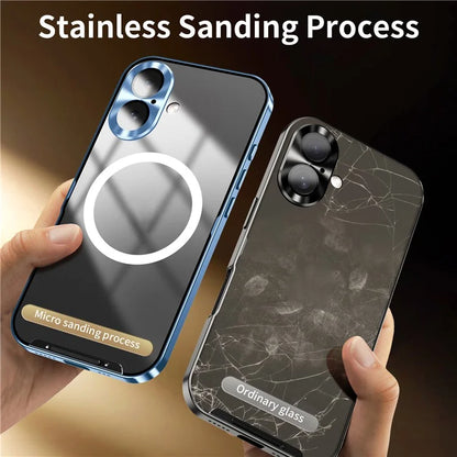 For iPhone 16 Case Compatible with MagSafe Metal Frame Matte Phone Cover