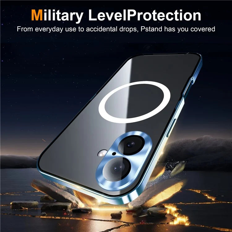For iPhone 16 Case Compatible with MagSafe Metal Frame Matte Phone Cover