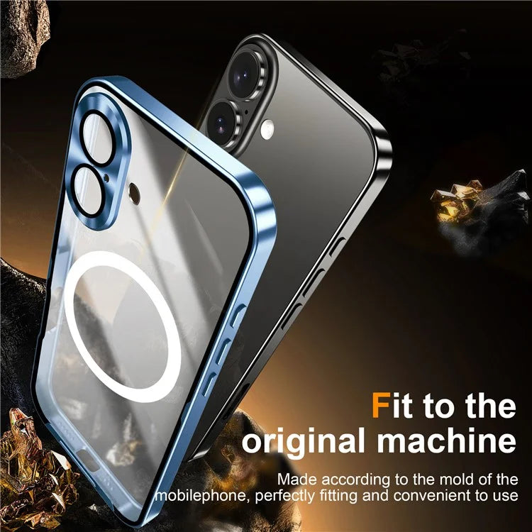 For iPhone 16 Case Compatible with MagSafe Metal Frame Matte Phone Cover