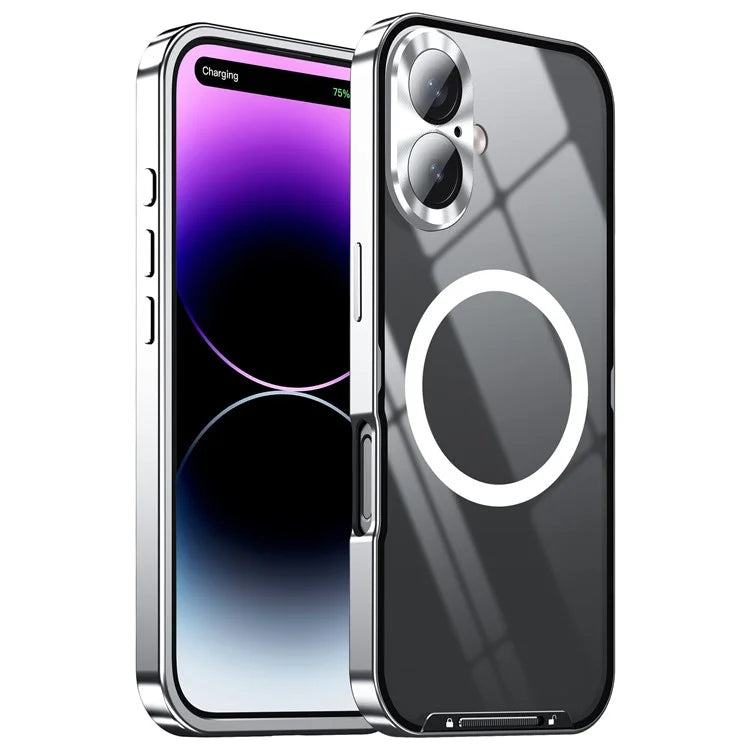 For iPhone 16 Case Compatible with MagSafe Metal Frame Matte Phone Cover