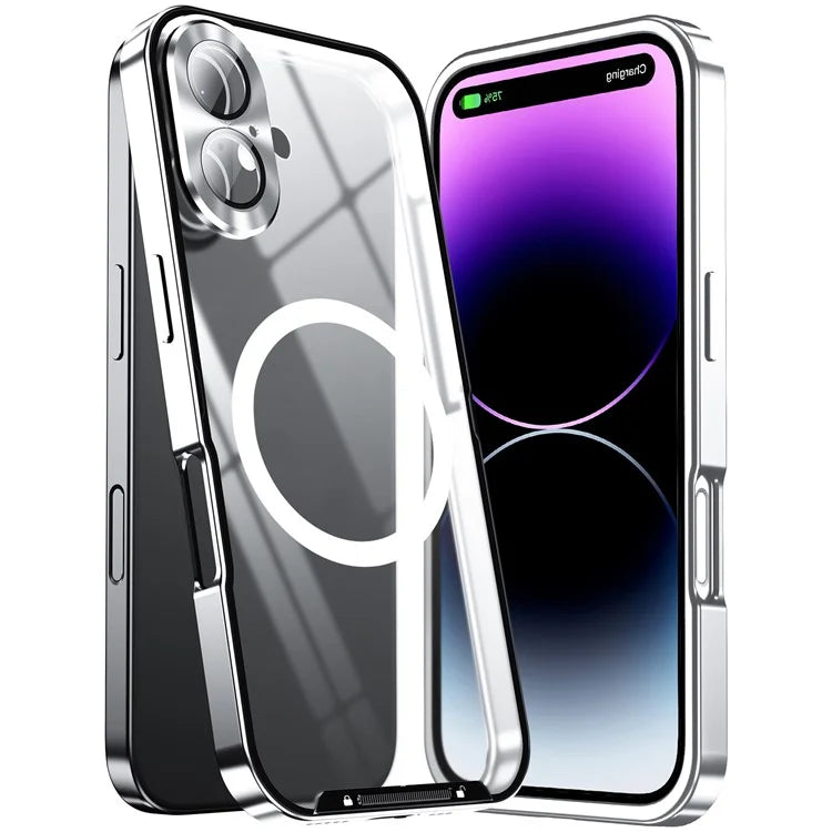 For iPhone 16 Case Compatible with MagSafe Metal Frame Matte Phone Cover