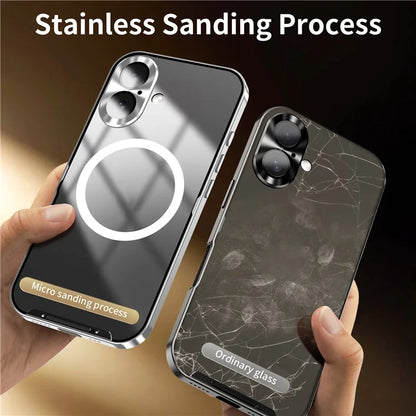 For iPhone 16 Case Compatible with MagSafe Metal Frame Matte Phone Cover