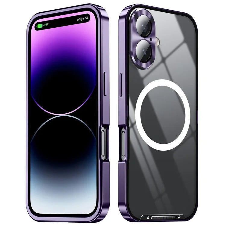 For iPhone 16 Case Compatible with MagSafe Metal Frame Matte Phone Cover
