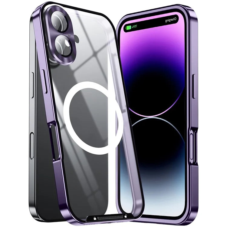 For iPhone 16 Case Compatible with MagSafe Metal Frame Matte Phone Cover