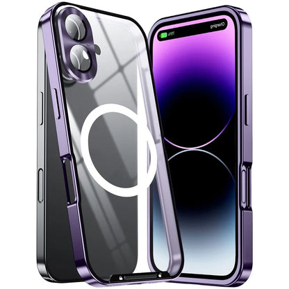 For iPhone 16 Case Compatible with MagSafe Metal Frame Matte Phone Cover
