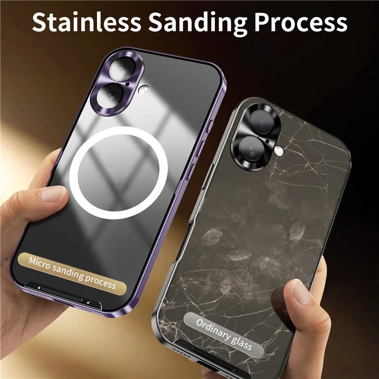 For iPhone 16 Case Compatible with MagSafe Metal Frame Matte Phone Cover