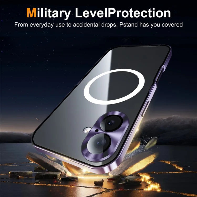 For iPhone 16 Case Compatible with MagSafe Metal Frame Matte Phone Cover