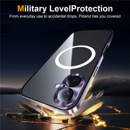 For iPhone 16 Case Compatible with MagSafe Metal Frame Matte Phone Cover