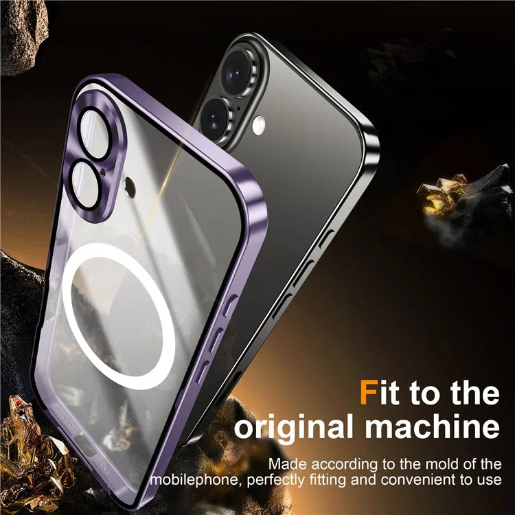 For iPhone 16 Case Compatible with MagSafe Metal Frame Matte Phone Cover