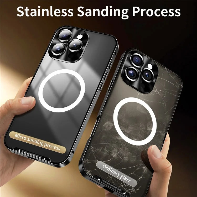 For iPhone 16 Pro Case Compatible with MagSafe Metal Frame Matte Phone Cover