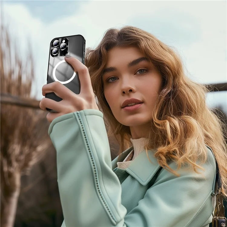For iPhone 16 Pro Case Compatible with MagSafe Metal Frame Matte Phone Cover