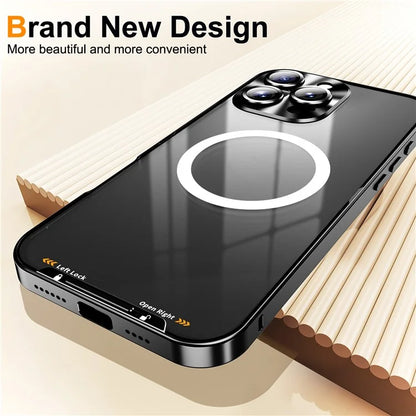 For iPhone 16 Pro Case Compatible with MagSafe Metal Frame Matte Phone Cover