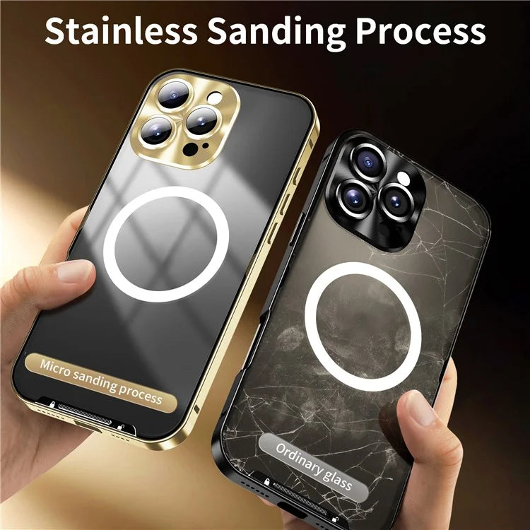 For iPhone 16 Pro Case Compatible with MagSafe Metal Frame Matte Phone Cover