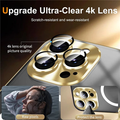For iPhone 16 Pro Case Compatible with MagSafe Metal Frame Matte Phone Cover